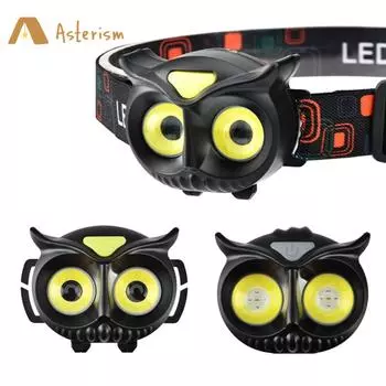 Налобный фонарь Owl Cob, перезаряжаемый налобный фонарь Type-C, портативный вращающийся фонарь для охоты, светодиодный фонарик с USB-магнитом, рыболовный налобный фонарь