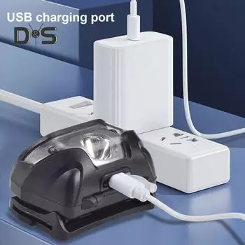 Налобный фонарь с датчиком наружного освещения и регулируемым оголовьем, супер яркий, водонепроницаемый, перезаряжаемый через USB, легкий светодиодный налобный фонарь для ночной рыбалки и бега белый