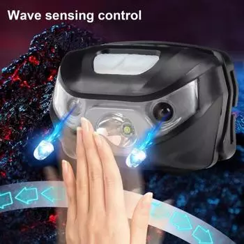 Налобный фонарь с датчиком наружного освещения и регулируемым оголовьем, супер яркий, водонепроницаемый, перезаряжаемый через USB, легкий светодиодный налобный фонарь для ночной рыбалки и бега белый