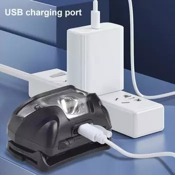 Налобный фонарь с датчиком наружного освещения и регулируемым оголовьем, супер яркий, водонепроницаемый, перезаряжаемый через USB, легкий светодиодный налобный фонарь для ночной рыбалки и бега белый