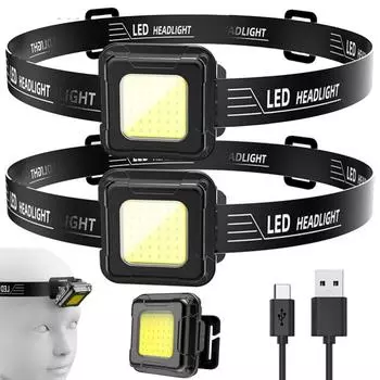 Налобный фонарь с USB-перезаряжаемым рабочим фонариком, многофункциональный налобный фонарь, мини-светодиодный фонарь COB для кемпинга, рыбалки, пешего туризма