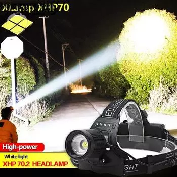 Налобный фонарь ST-XHP70 светодиодный перезаряжаемый фонарик с зумом 18650 Light чёрный