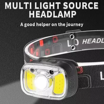 Налобный фонарь, светодиодный налобный уличный фонарик, фонарик для рыбалки, USB перезаряжаемый двойной источник света, сильная фара, велосипедные фонари чёрный