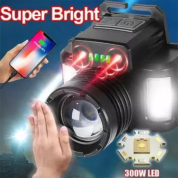 Налобный фонарь высокой мощности Перезаряжаемые фонари Налобный фонарь с интеллектуальным датчиком Масштабируемая лампа Водонепроницаемые налобные фонари Легкий налобный фонарик A-Headlamp