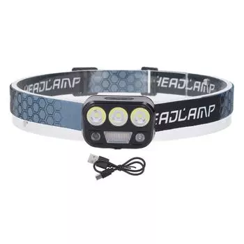 Налобный фонарик с регулируемым углом наклона, сверхъяркий, перезаряжаемый, водонепроницаемый, 5 режимов освещения