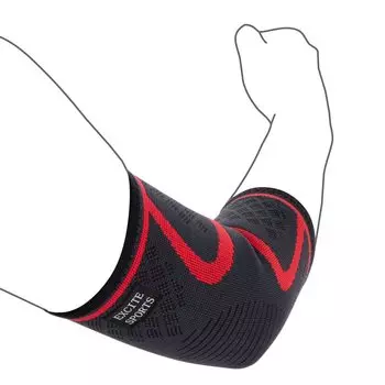 налокотник EXCITESPORTS Прочный и выдерживает интенсивные нагрузки. Надежно поддерживает локоть. Отлично помогает при легком движении. Может использоваться чёрный