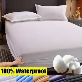Наматрасник для кровати с глубоким карманом, водонепроницаемая защитная накладка для матраса, простыня, разделенное водяное постельное белье с эластичной резинкой, 8 цветов Sheet 80X200x30cm белый