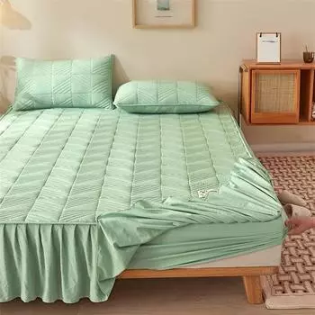 Наматрасник из чистого хлопка, современные моющиеся однотонные покрывала, стеганый наматрасник с резинкой, мягкие юбки-кровати 1pc 90x190x30cm