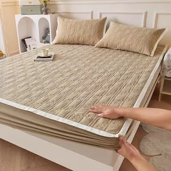 Наматрасник из утолщенного хлопка с бантом Love, ламинированный хлопок с начесом, защита для матраса, простыня для одноместной кровати в общежитии 120*200cm серый