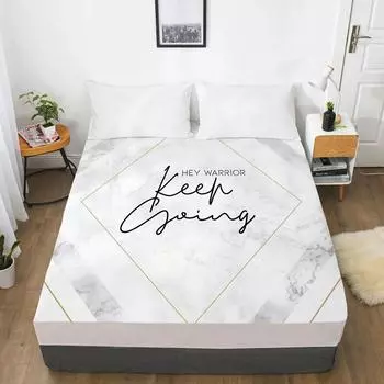 Наматрасник на резинке, простыни, постельное белье, простыня 90/150/160X200 см, скандинавский мрамор с буквами 72x84 Deep 16in