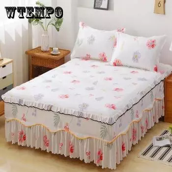 Наматрасник принцессы с кружевным краем, защитный чехол для матраса с кружевом, нескользящий эластичный двойной наматрасник 120x200cm