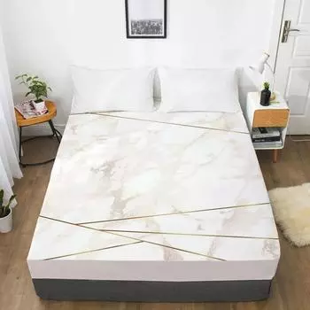 Наматрасник, простыни на резинке, простыня, постельное белье, размер 160X200/200X220 см, 3D-печать, розовая геометрия 72x84 Deep 16in