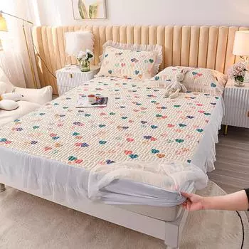 Наматрасник с принтом, латексный прохладный летний чехол Queen King, простыня с охлаждением, кондиционер, коврик для сна с 2 наволочками Only 2pcs pillowcase