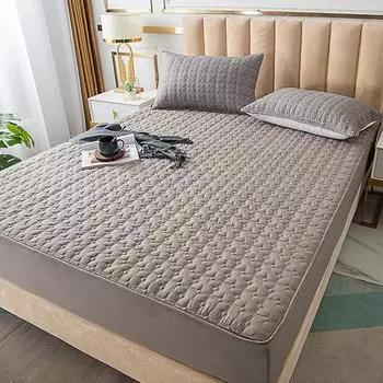 Наматрасник Толстая стеганая простыня на подкладке Модное постельное белье с принтом Queen King Нескользящая простыня Пылезащитный чехол без наволочки 90cmx200cm