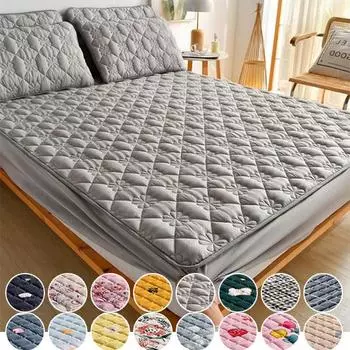 Наматрасник Толстая стеганая простыня с модным принтом Постельные принадлежности Нескользящая простыня Пылезащитный чехол 2*Pillowcase