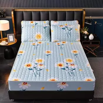 Наматрасник Толстая стеганая простыня с модным принтом Постельные принадлежности Нескользящая простыня Пылезащитный чехол