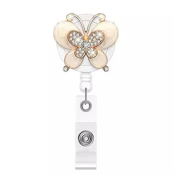 Name Card Elephant ID Card Clips Retractable Badge Reel Nurse Badge Clip Hospital Badge Holder Butterfly 04