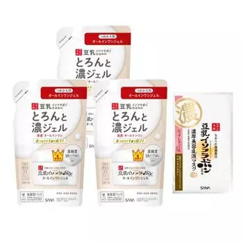 Nameraka Honpo Thick Gel (refill) 3 piece set + bonus included 100g x 3 pieces Soy Milk Isoflavone All in One