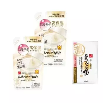 Nameraka Honpo Wrinkle Gel Cream (Refill) Set of 2 + Extra 100g x 2 Soy Milk Isoflavones Aging Care Pure Retinol (Moisturizing)