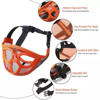 Намордник для собаки с короткой мордой, намордник для бульдога, регулируемая дышащая сетка для тренировки кусающего лая Large чёрный