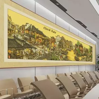 Наньсянский Dreamscape: 2023 Высококачественная ручная работа, полная вышивка пейзажа для гостиной White Cloth Medium Grid 340*75CM Cotton Thread