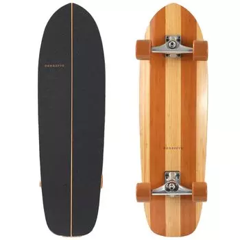 nanazero Surf Skateboard Round Squash Tail Bamboo Deck 34 Black/Brown