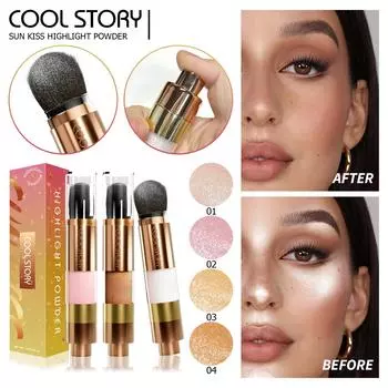 Нанесите хайлайтер, чтобы придать лицу и телу перламутровый блеск, а также изменить тон кожи, чтобы улучшить тусклый, бархатистый естественный контур.