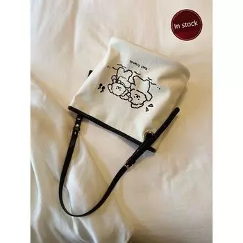 Nanfeng Chio2nd Bread Puppy Spring Outing Tote Bag Female Casual Satchel One-Shoulder Versatile Canvas Bag Image color