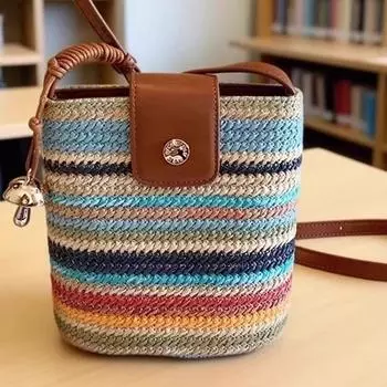 Nanfeng Mid-Year Feedback Chio2nd Rainbow Mousse Bucket Bag Women Summer Woven Bag Shoulder Messenger Bag