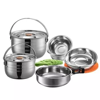 NANGGEAR Camp Bonfire BBQ Pot Set Набор из нержавеющей стали для 6 человек (Nanko Gear) НАН-МС-210