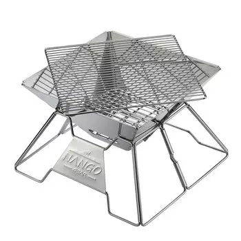 NANGGEAR Camp Подставка для костра из нержавеющей стали M Компактный гриль для костра 2-в-1 Гриль жесткого типа с холщовым чехлом (Nanko Gear) 11107(МТ-2) серебряный