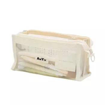 Nannlia Transparent Pencil Large Korean Simple Suitable for Middle High and College Boys and Girls Case, Capacity, Stylish, Style, Cute, Design, белый