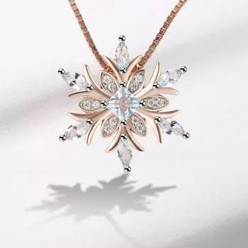 Нано-голубое колье из стерлингового серебра S925 с гальваническим покрытием цвета розового золота и снежинки 925 silver