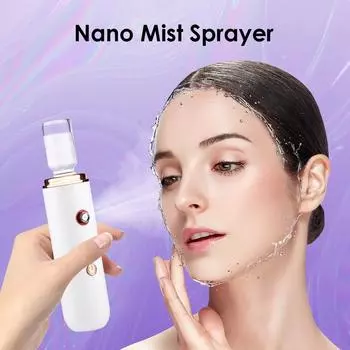 Нано-паровой аппарат для лица Mist Spray Eyelash Extensions Cleaning Pores Water SPA Увлажняющий увлажняющий распылитель для лица USB-зарядка белый