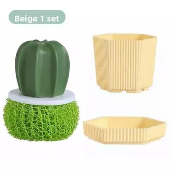 Нано Стальная Проволока Щетка для Чистки Кактуса Бытовая Кухонная Щетка для Кастрюль Щетка для Мисок Щетка для Чистки Горшечных Растений с Ручкой 1PCS