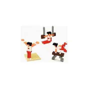 Nanoblock x Makoto Ozu Гимнастический конь Подвесное кольцо (Поммель и пол) [Элемент]