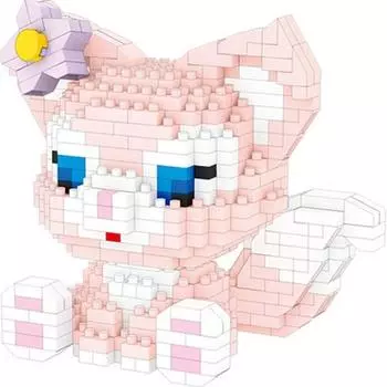 Наноблок BOYU с розовым цветком и лисой, смешанные цвета, популярные корейские игрушки