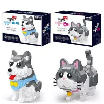 Наноблоки Adelaide Dog Maki, смешанные цвета, наноблок Meowgi Lomi, популярные корейские игрушки