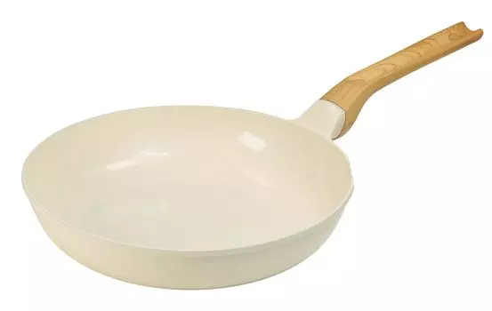 Nansen Japan frying light and easy to ceramic frying white color x 26cm white pan, use, pan, wood-like handle, die-cast processing,