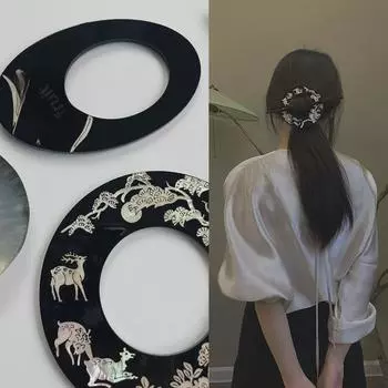 Nansheng s Vintage Handmade Mother-of-Pearl Hairpin: Ancient Style Shell Design