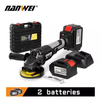 NANWEI 20 В 125 мм Угловая шлифовальная машина Бесщеточная Беспроводная ударная угловая шлифовальная машина DIY Электроинструменты Электрический полировальный шлифовальный станок 4.0Ah