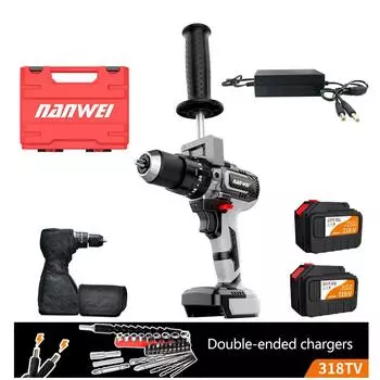 NANWEI 21 В 13 мм электрическая отвертка промышленного класса бесщеточная ударная дрель 1/2 дюйма с литиевой батареей ледобур для рыбалки 150N 4.0Ah