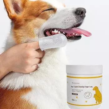 Напальчники для чистки зубов домашних животных - Уход за зубным камнем и зубным камнем у кошек и собак 50pcs/bottle