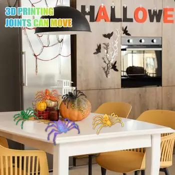 Напечатанная на 3D-принтере гигантская фигурка паука с выдвижными ногами, светящиеся в темноте подвижные суставы, украшение в виде паука, шарнирное настольное украшение на Хэллоуин S