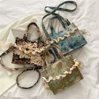 Напечатанная ручная сумка-тоут для женщин, новая большая вместительная холщовая сумка для поездок на работу, повседневная универсальная сумка через плечо на одно плечо