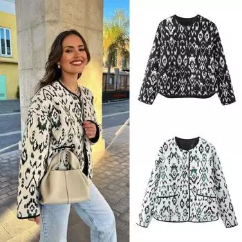 Напечатанная строчка осень-зима куртки для женщин 2024 года парки с длинным рукавом пальто уличная повседневная куртка новинка в пальто XS