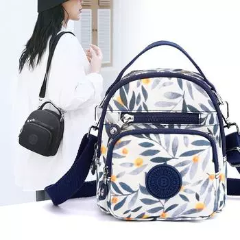 Напечатанная сумка через плечо женская нейлоновая сумка через плечо сумка для мамы маленькая ручная сумка чёрный