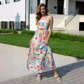 Напечатанное персонализированное граффити слинг бретели сексуальное кружевное платье для женщин S белый