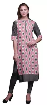 Напечатанные Бимбой платья-туники Kurti Summer Wear Kurta Straight для женщин Large светло-розовый