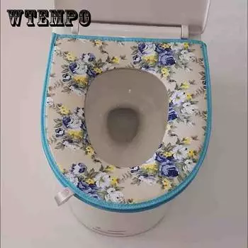 Напечатанный коврик для унитаза из хлопка, универсальный, на молнии, для дома, удобный, антистатический чехол для унитаза